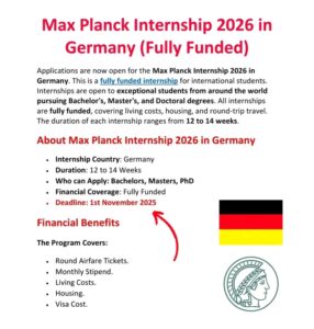 Max Planck Internship 2026 in Germany (Fully Funded) – Apply Now 🇩🇪