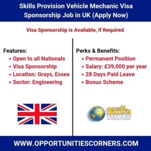 Skills Provision Vehicle Mechanic Visa Sponsorship Job 2025 in the UK 🇬🇧