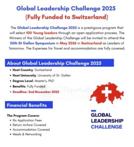Global Leadership Challenge 2025 | Fully Funded Leadership Program in Switzerland